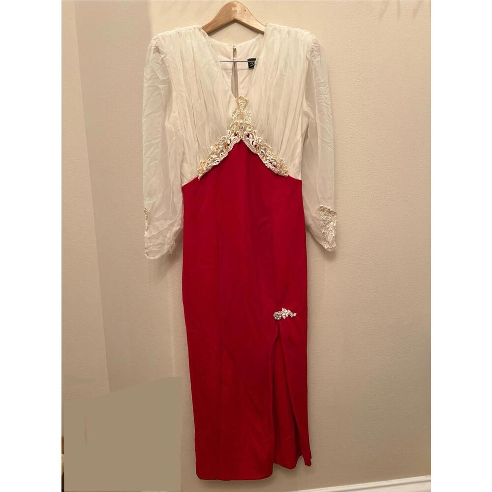 Elegant Vintage Red and White Dress by Dollar USA